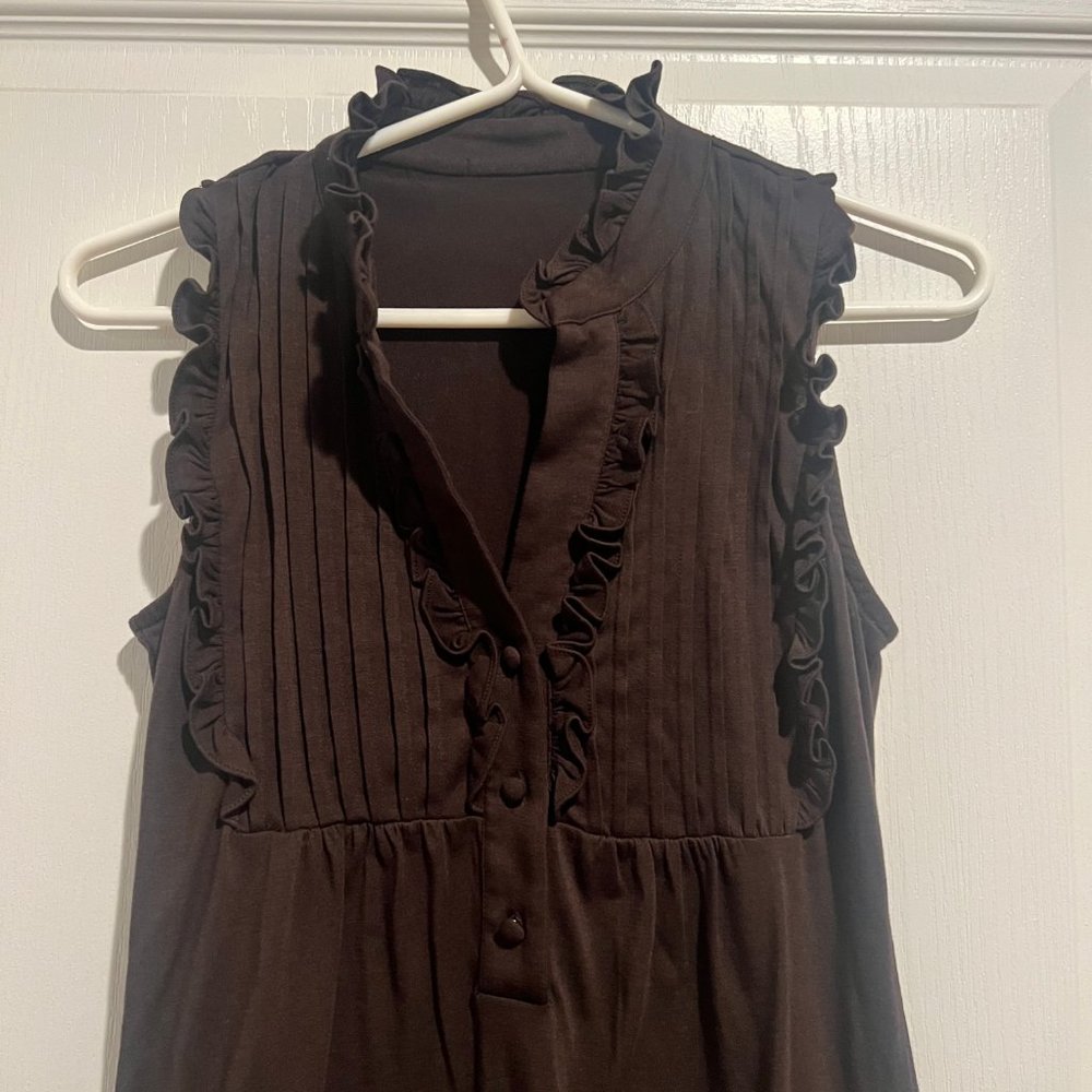 Brown Ruffled Mini Dress - Picture 2 of 3